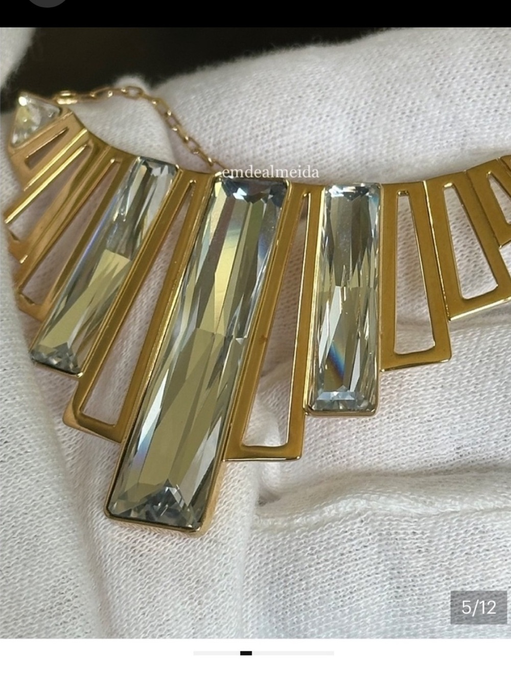 Rare Swarovski Crystal Gold Tone Brancusi Collar Statement Bib Necklace 5077509